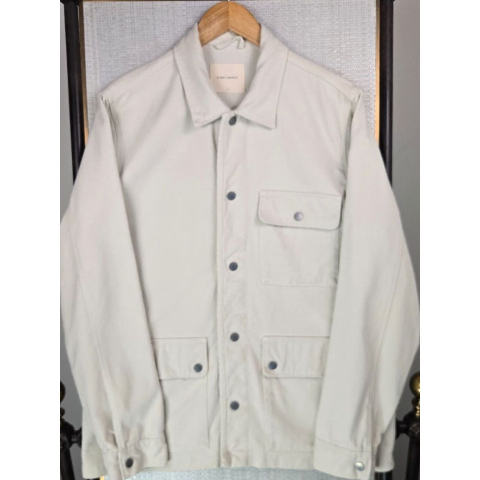 Carhartt A DAYS MARCH Mens Large Snap Front Chore Coat Tencel/Cotton Twill Ivory Jacket Size US L / EU 52-54 / 3 - 2 Thumbnail