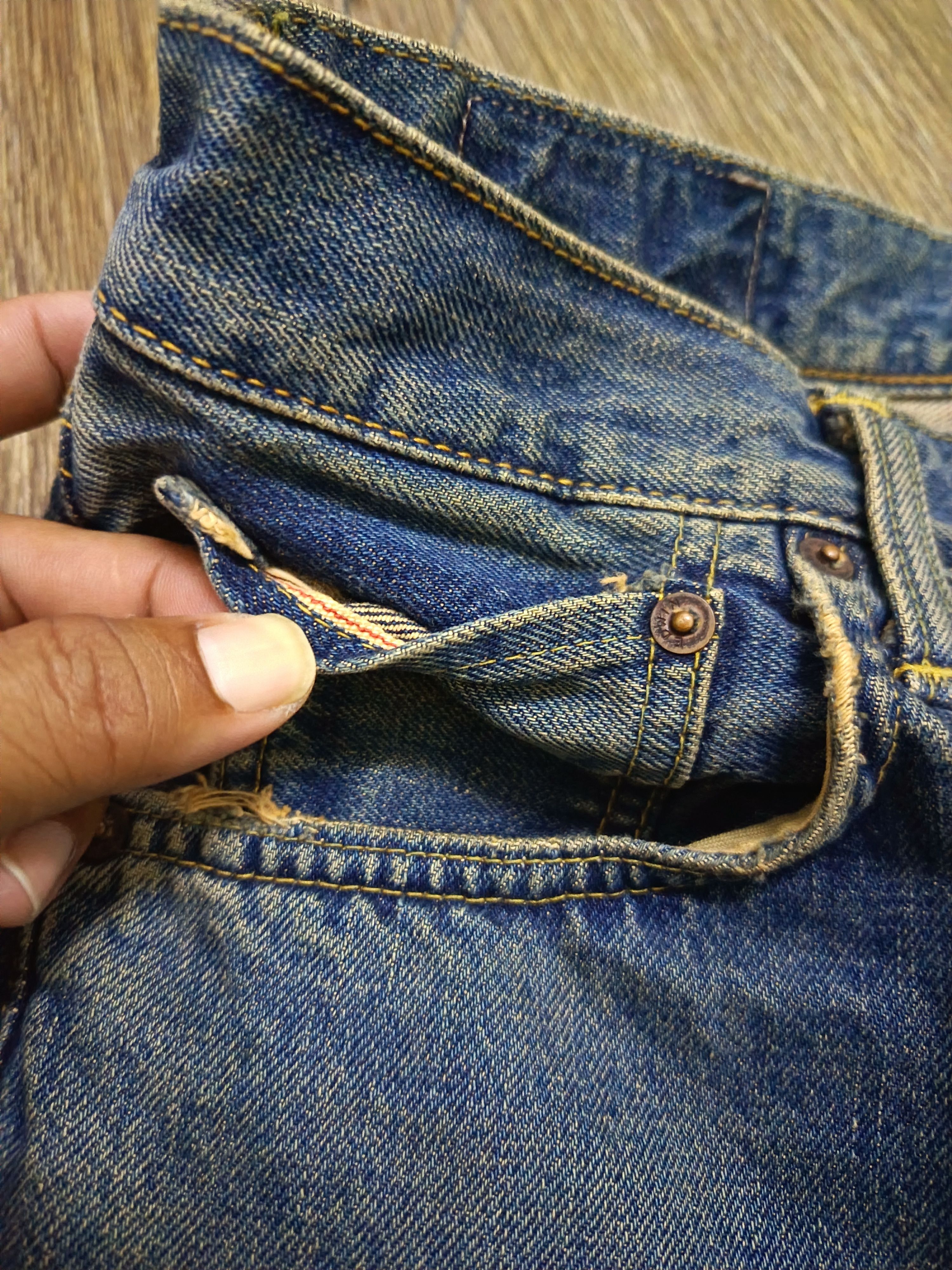 Kapital Vintage distresssed edwin 505 X selvedge Size US 29 - 6 Thumbnail