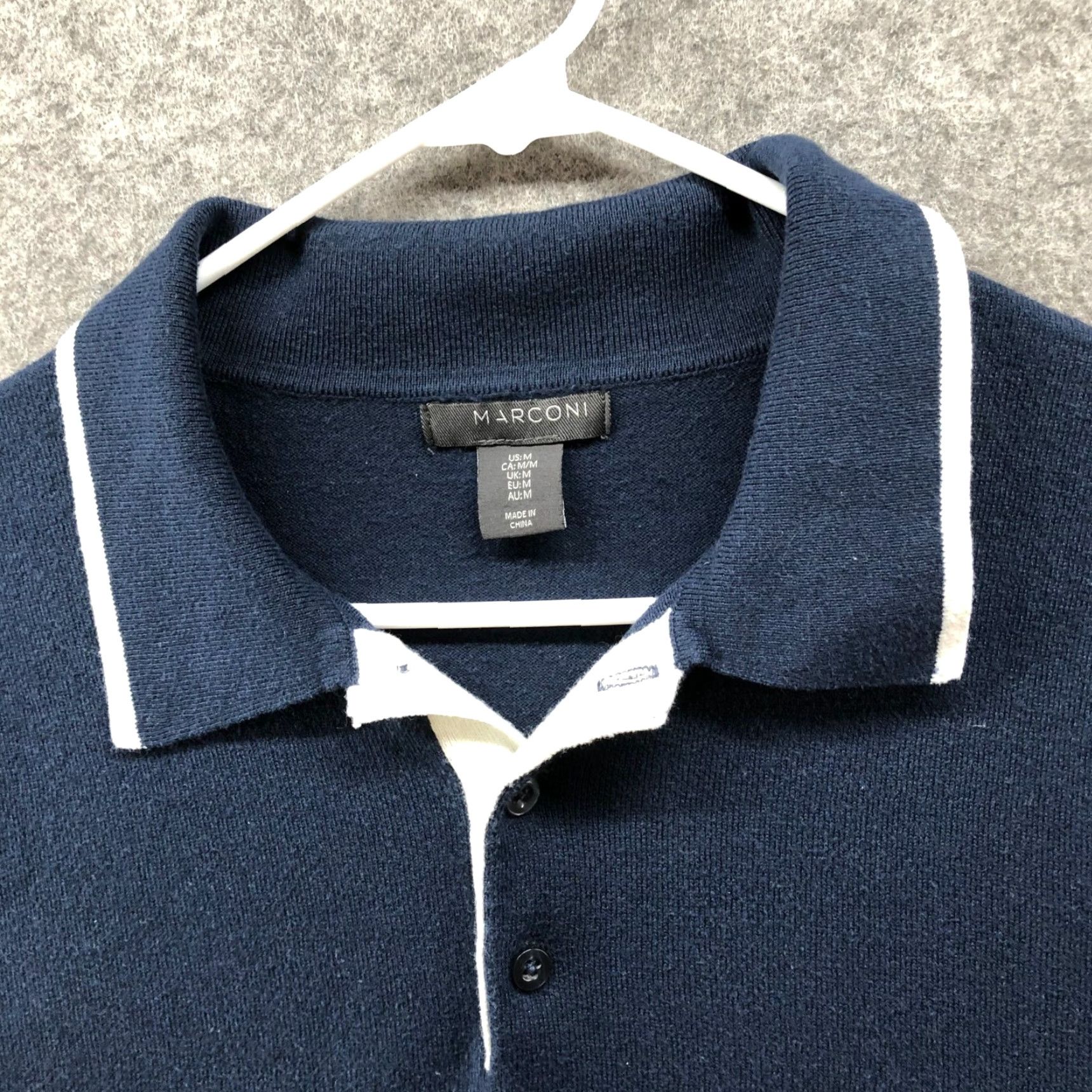 Vintage VINTAGE Marconi Tipped Polo Sweater Mens M Navy Blue White Short Sleeve Knit Size US M / EU 48-50 / 2 - 6 Thumbnail