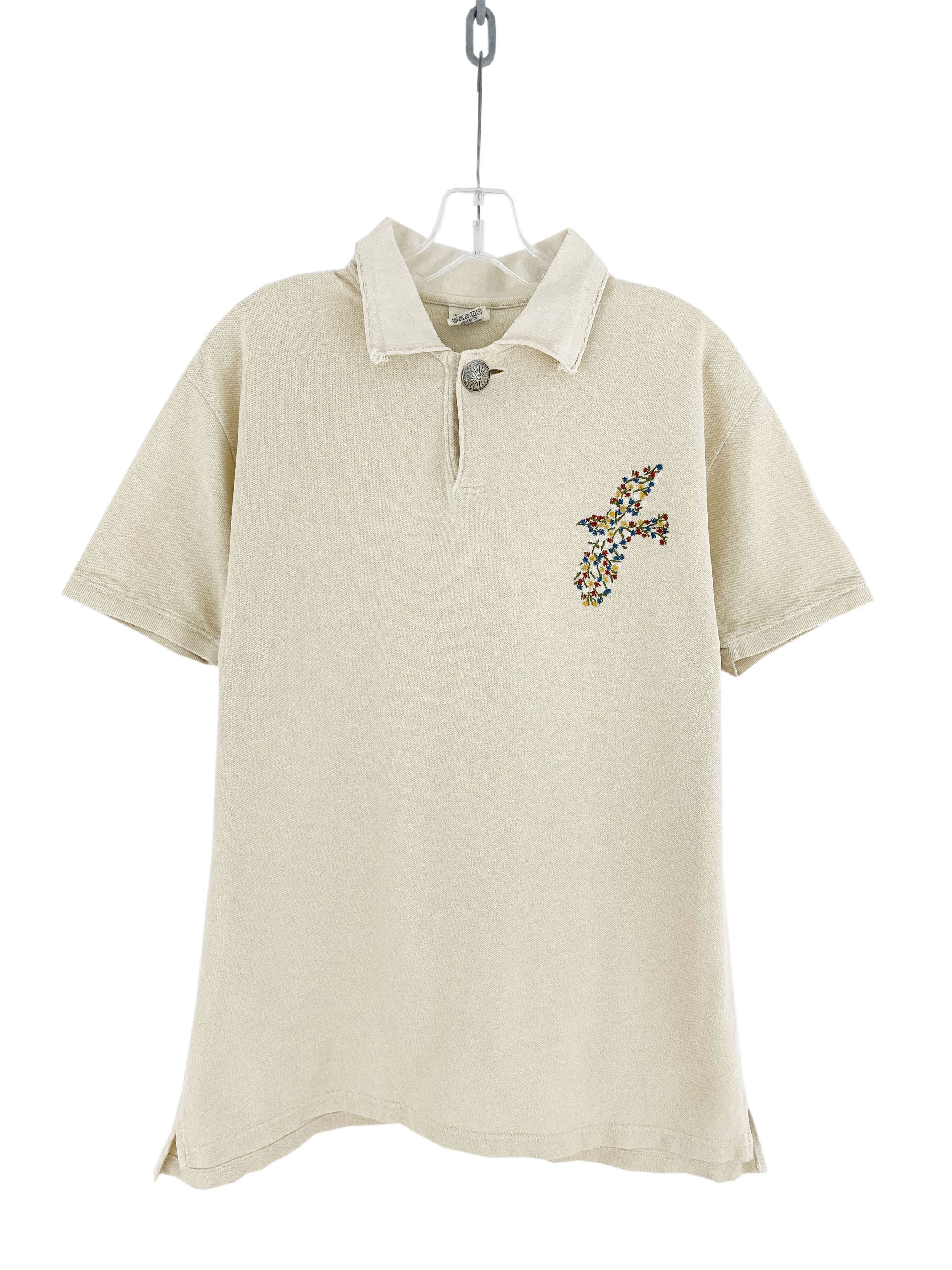 image of Kapital Floral Bird Polo in Beige, Men's (Size Large)