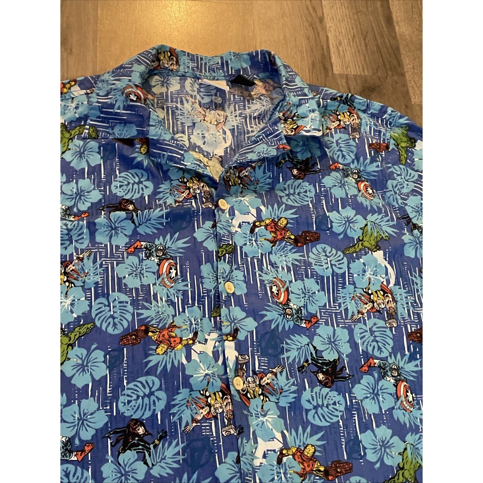 Other MARVEL AVENGERS Blue TROPICAL Floral HAWAIIAN SHIRT Size US L / EU 52-54 / 3 - 2 Thumbnail