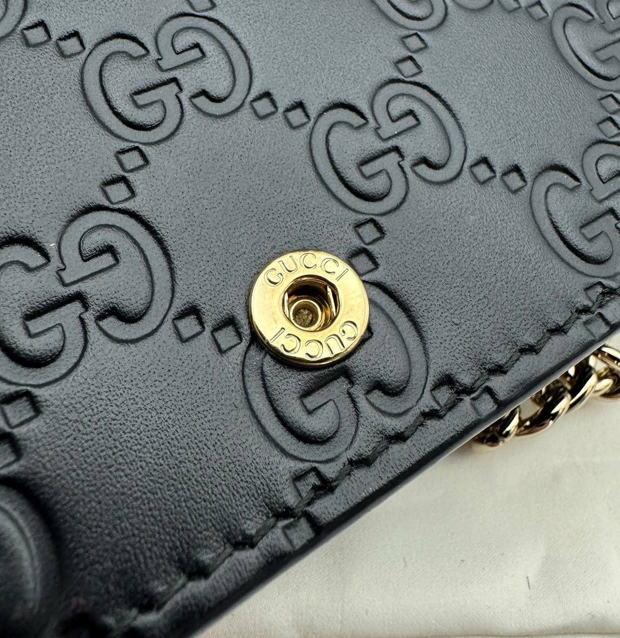 Gucci Gucci Wallet Chain Crossbody Bag Guccisima Leather Black Size ONE SIZE - 8 Thumbnail