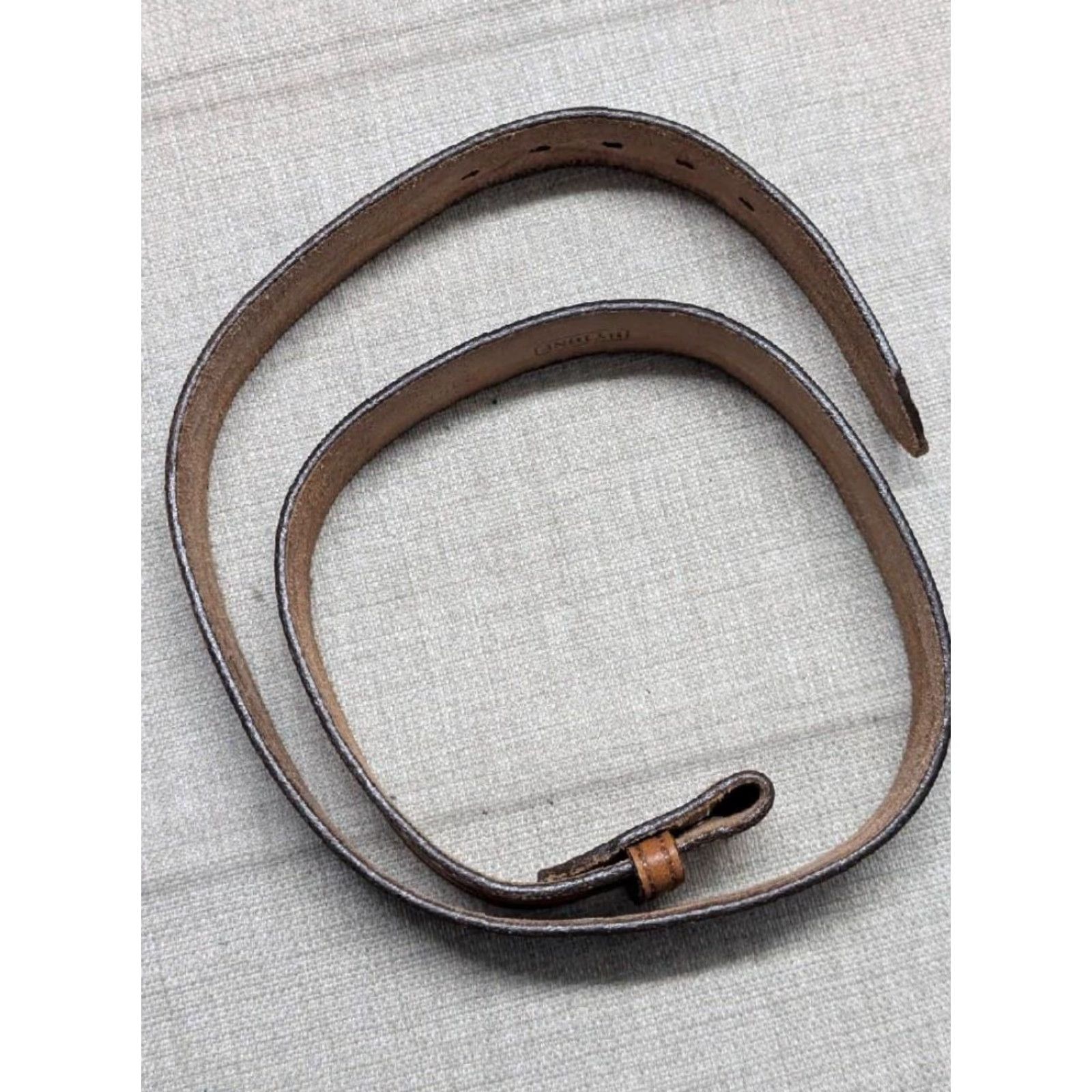 Vintage VINTAGE tooled STICHED western belt 36 brown COWHIDE leather belt Men XS? Size 36 - 6 Thumbnail