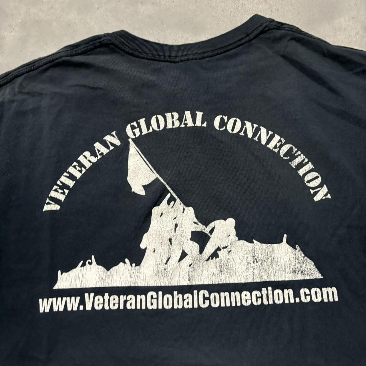 Japanese Brand × Vintage Crazy Vintage Y2K/2000s Sunfaded Black Wounded Warrior Military Graphic Tee! Size US L / EU 52-54 / 3 - 5 Thumbnail
