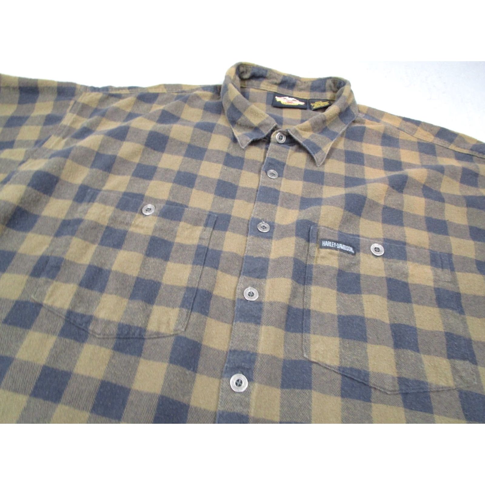Harley Davidson Harley-Davidson Shirt Mens 3XL Brown Check Long Sleeve Button Up Flannel Size US XXL / EU 58 / 5 - 2 Thumbnail