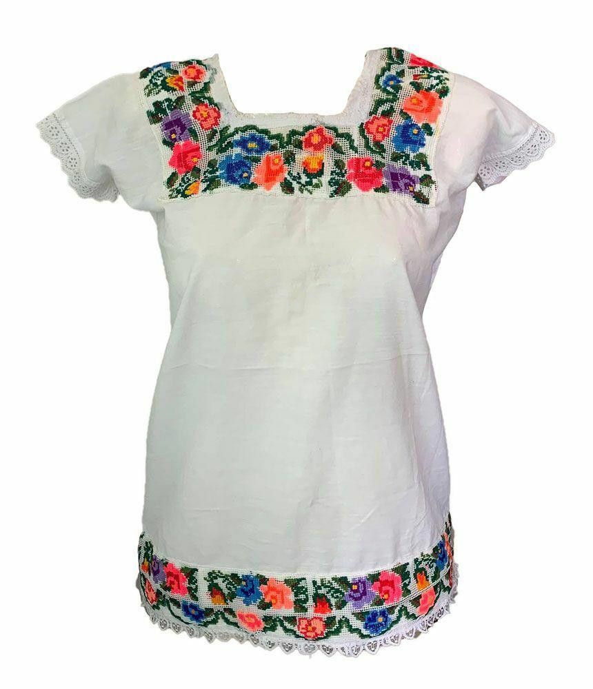 Designer New White Hand Made Shirt L Embroidered Punta Cruz Flowers Size L / US 10 / IT 46 - 1 Thumbnail