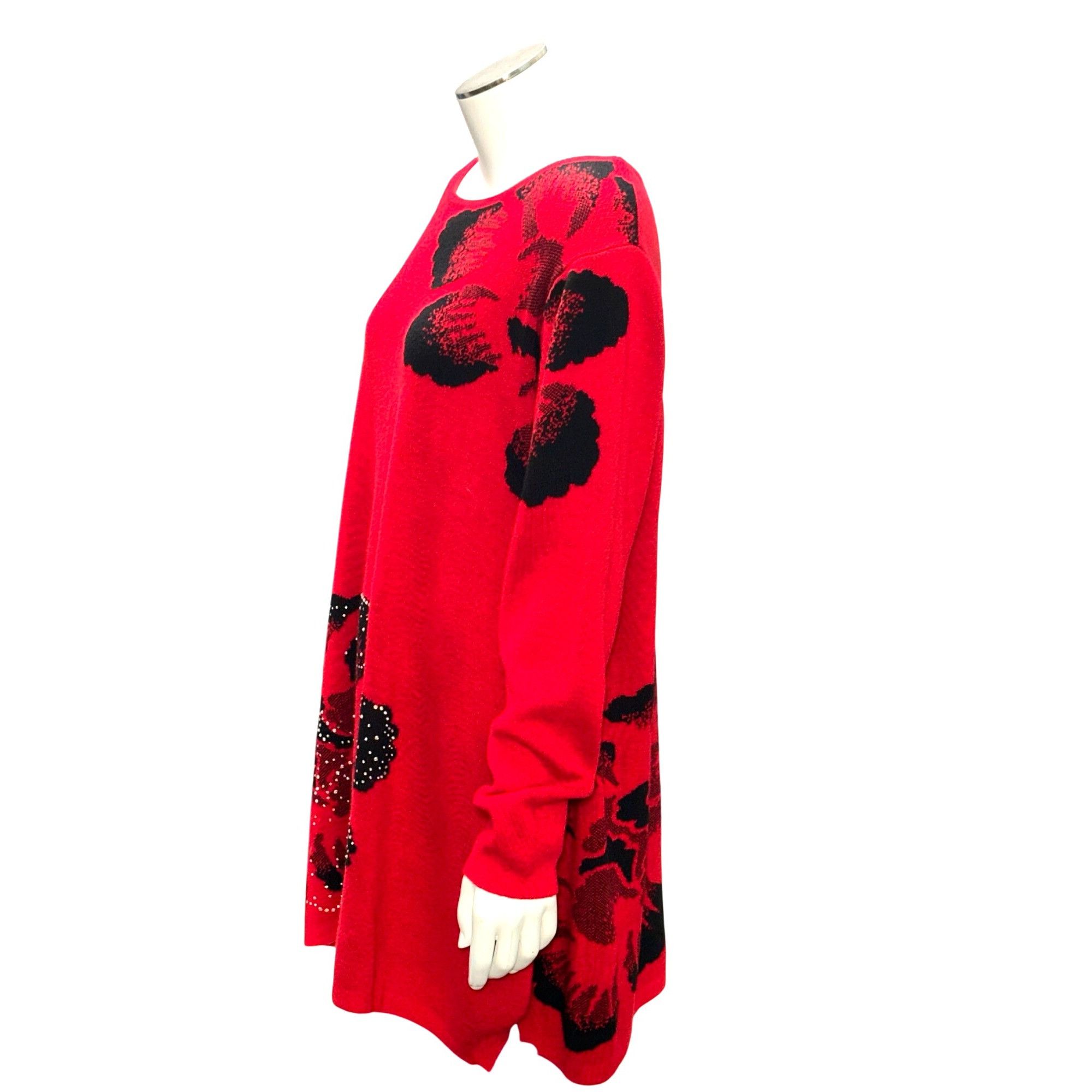 Other CCC Spring Pullover Stretch Loose Red Black Floral Sweater D Size L / US 10 / IT 46 - 2 Thumbnail