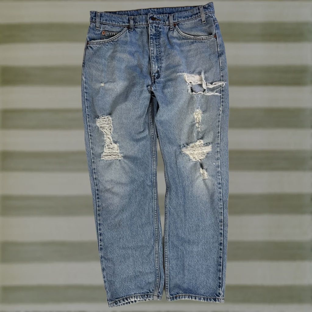 Levi's Levi's 505 Jeans Regular Levi's 505 Jeans Distressed Vintage 90s Mens 38x30 Blue Denim Straight Jeans Mens Size US 35 - 1 Thumbnail