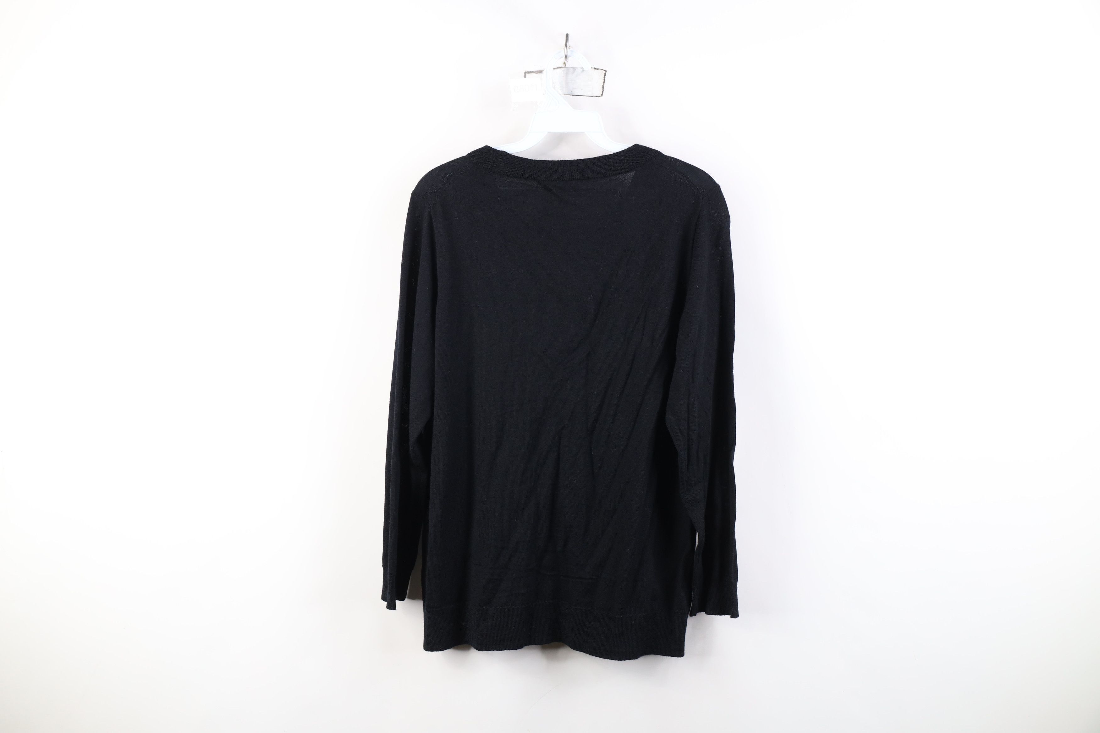 J.Crew J Crew Blank Lightweight Wool Knit Crewneck Sweater Black Size L / US 10 / IT 46 - 11 Thumbnail