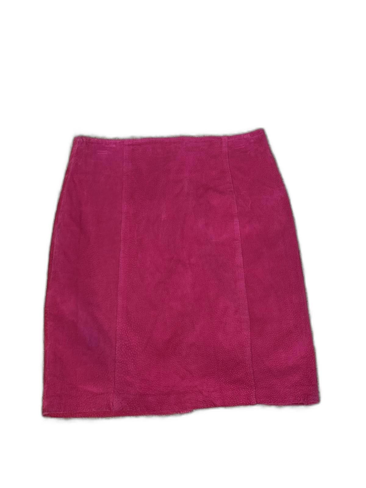 Designer Vintage Pink Suede 100% Leather Skirt Size 32" / US 10 / IT 46 - 2 Thumbnail