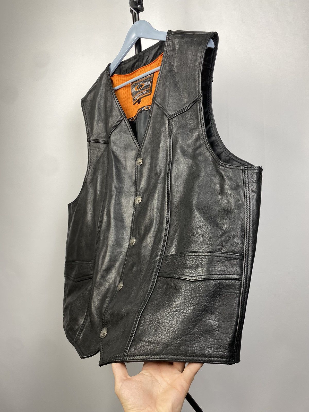 Leather × Vintage Genuine Buffalo Leather Biker Moto Punk Rock Vest Size US XL / EU 56 / 4 - 4 Thumbnail
