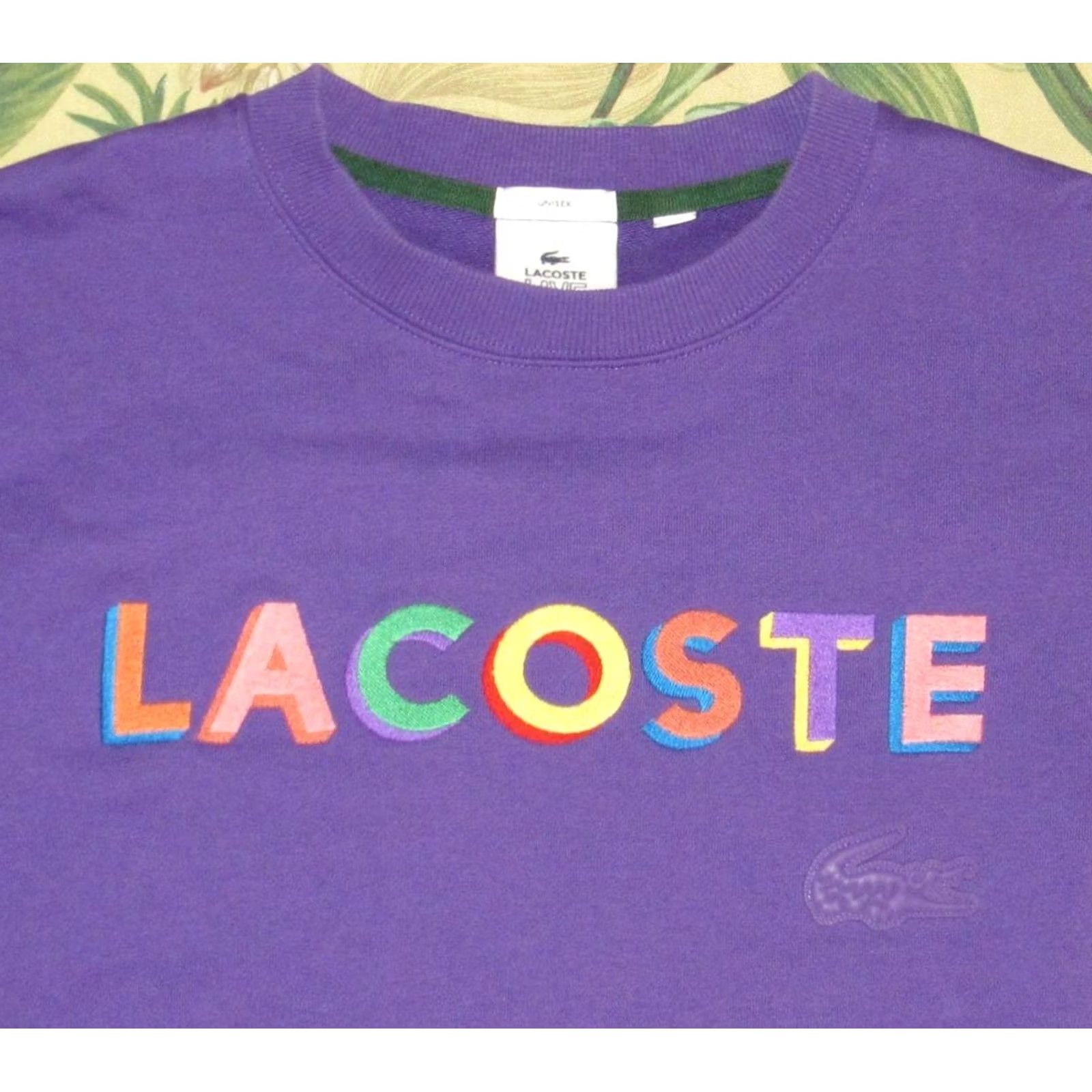 Vintage LACOSTE LIVE Purple Cotton Embroidered Sweater Unisex XL Pullover Mens Size US XL / EU 56 / 4 - 2 Thumbnail
