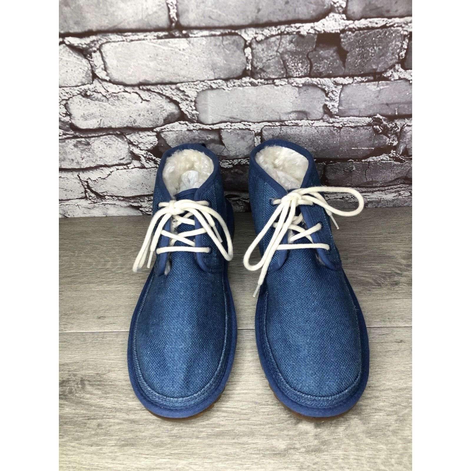Ugg UGG Neumel Blue Fabric Fur WHT Lace Up Chukka Boots Men Sz 4 Size US 10 / EU 43 - 2 Thumbnail