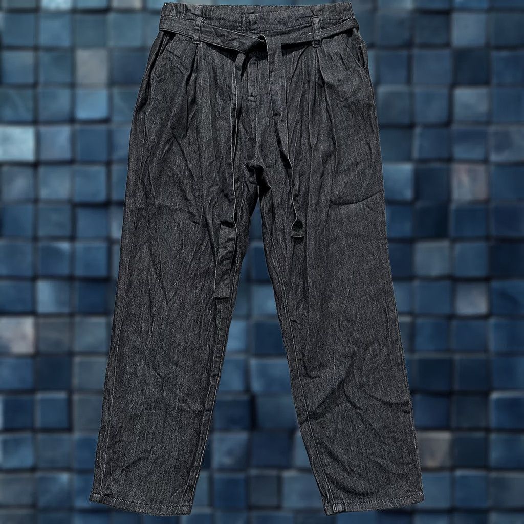 Vintage Grace Karin Pants Womens Medium Black Chambray Paperbag Waist Trousers Tied EUC Size 32" / US 10 / IT 46 - 1 Thumbnail