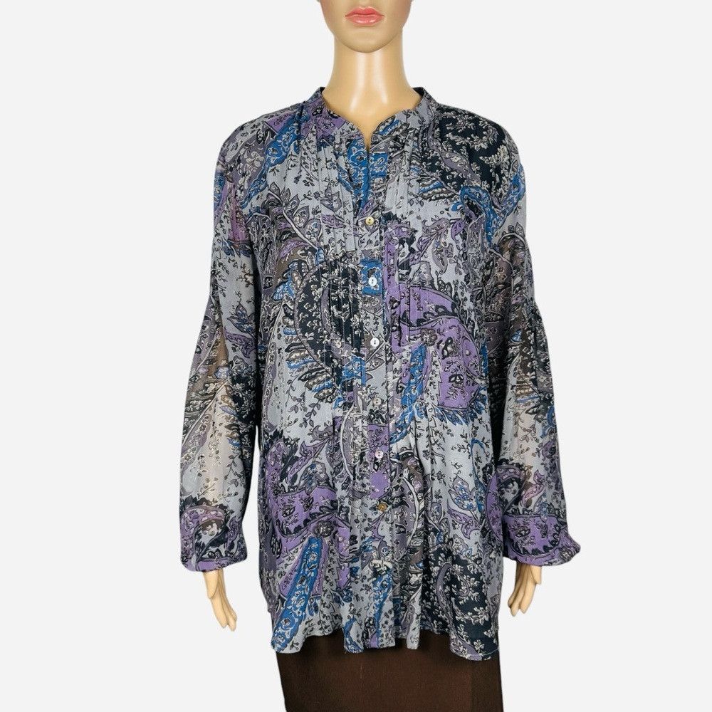 Coldwater Creek Coldwater Creek Chiffon Floral Front Pleated Blouse Size XL Size XL / US 12-14 / IT 48-50 - 1 Thumbnail