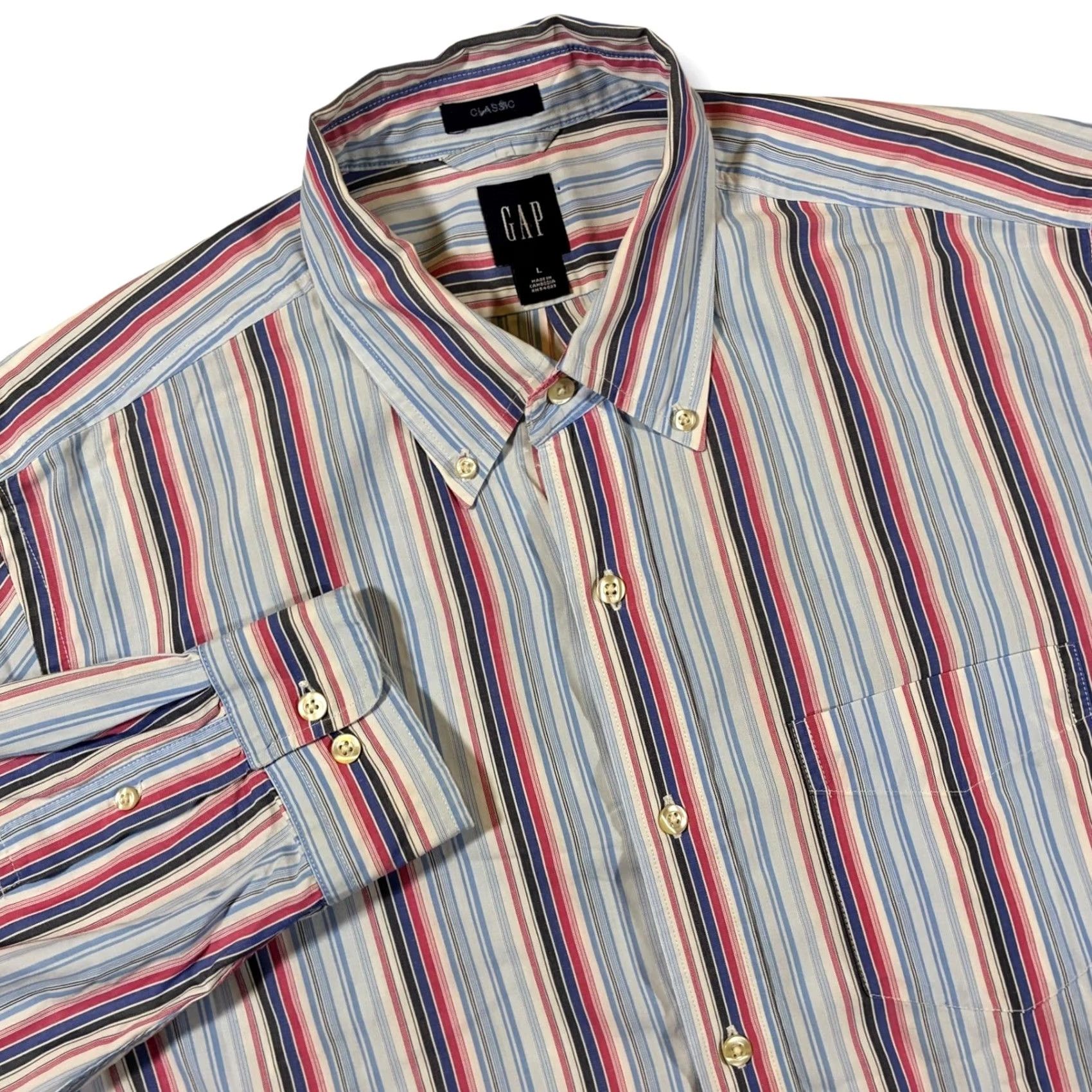 Gap GAP Shirt Mens L Long Sleeve Button-Up Striped Cotton Classic Fit Collar Button-Down Size US L / EU 52-54 / 3 - 2 Thumbnail