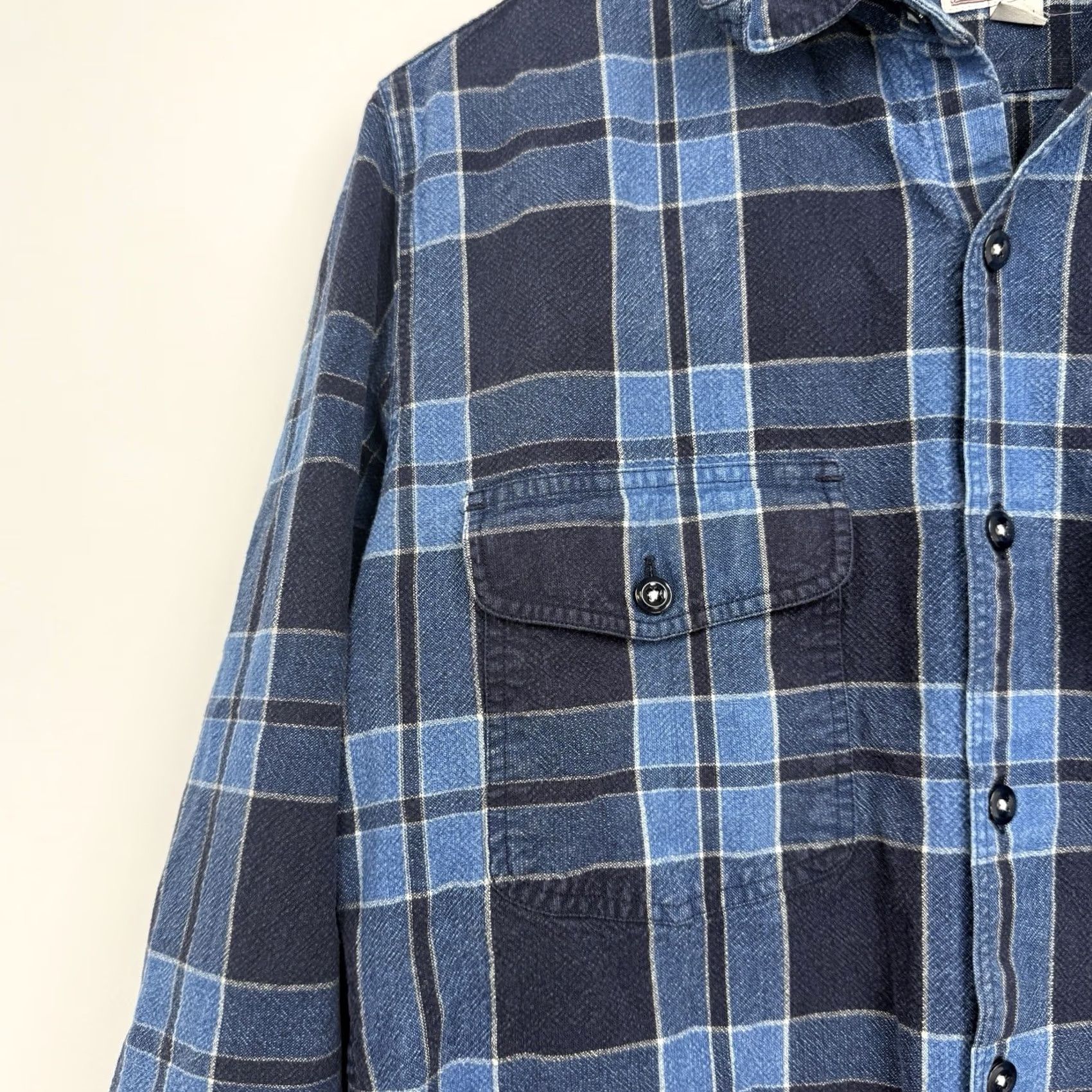 Wallace & Barnes Wallace & Barnes Shirt Mens Mediu Blue Plaid Flannel Button-Up Outdoor Long Sleeve Casual Workwear 42 in Chest Cotton Size US M / EU 48-50 / 2 - 4 Thumbnail