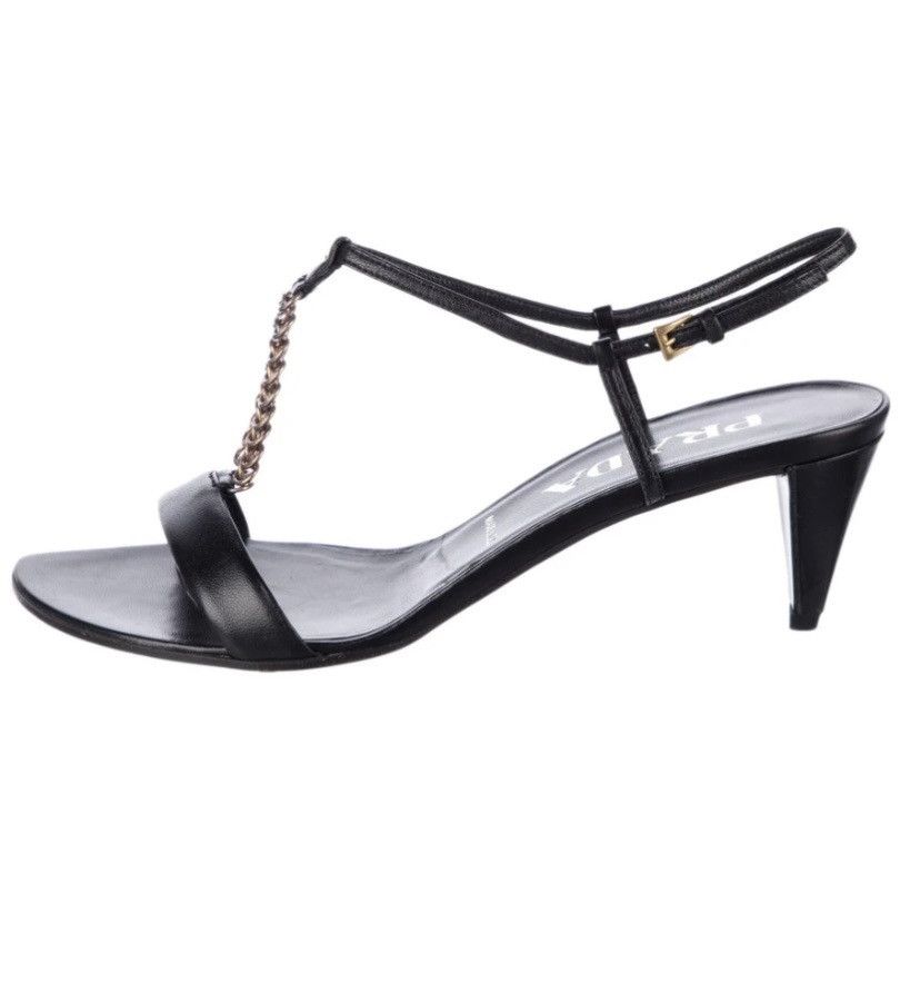 Prada Prada Black Metal T-Strap Slingback Y2K Vintage 6.5 New Box Size US 6.5 / IT 36.5 - 12 Thumbnail