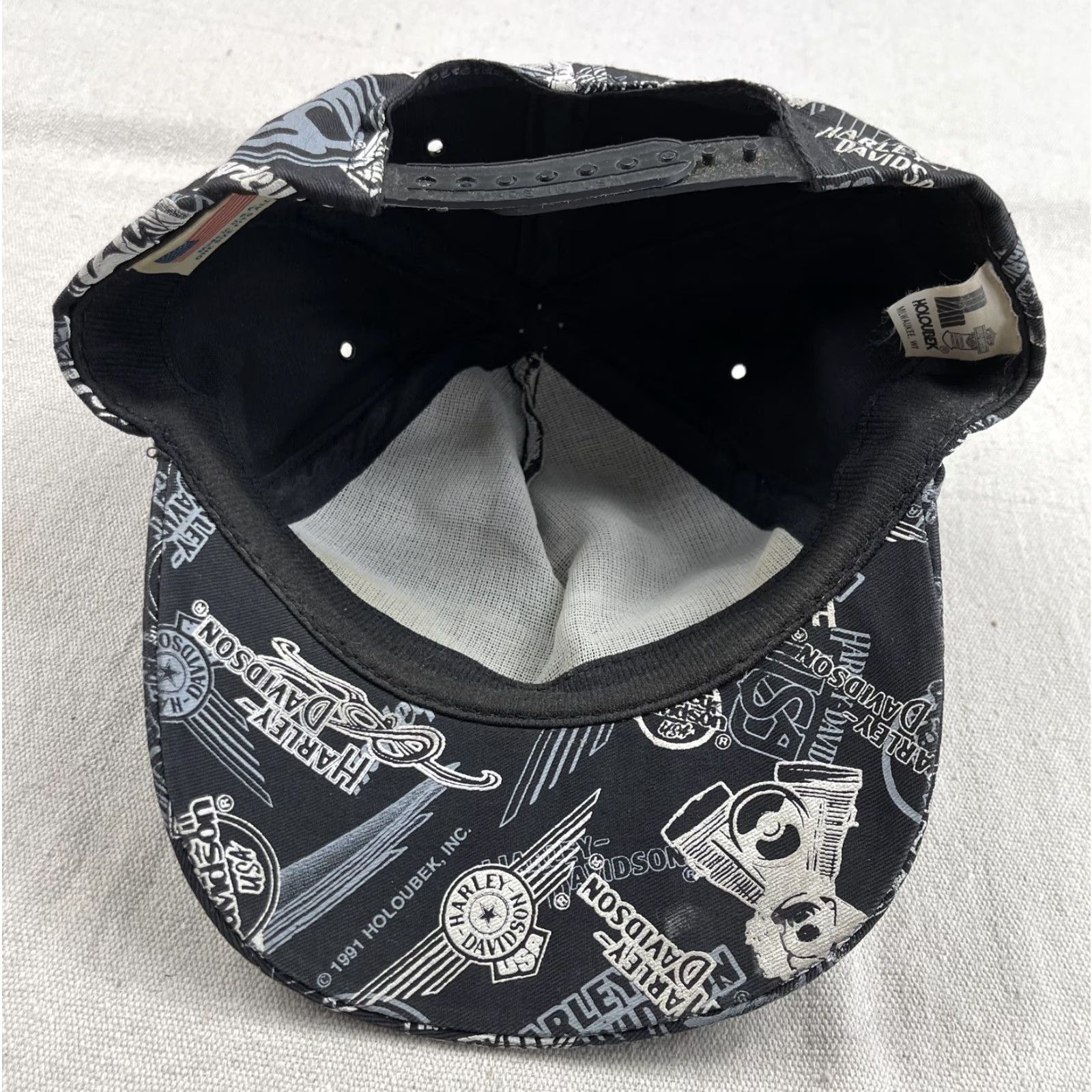Harley Davidson VINTAGE Harley-Davidson Snapback Hat Lightning Thunder USA 90s Bar Shield AOP Size ONE SIZE - 7 Thumbnail