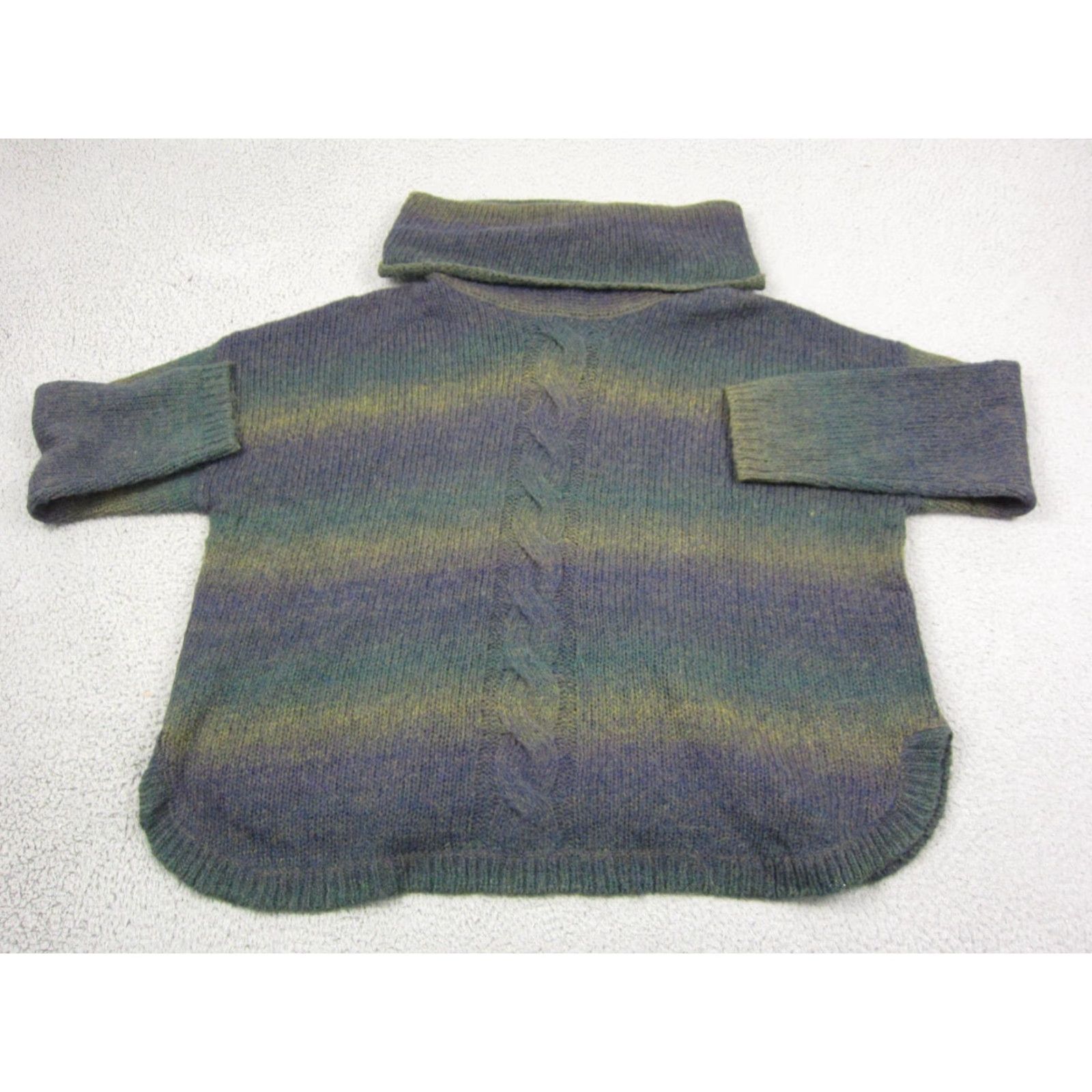 Vintage Sisters Sweater Womens 4X Plus Purple Green Turtleneck Alpaca Wool Stripe Pullover Knit Size XXL / US 16-18 / IT 52-54 - 2 Thumbnail