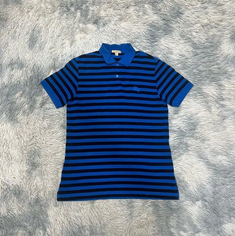 Burberry Burberry Striped Blue Cotton Men's Polo Shirt Size US M / EU 48-50 / 2 - 1 Thumbnail