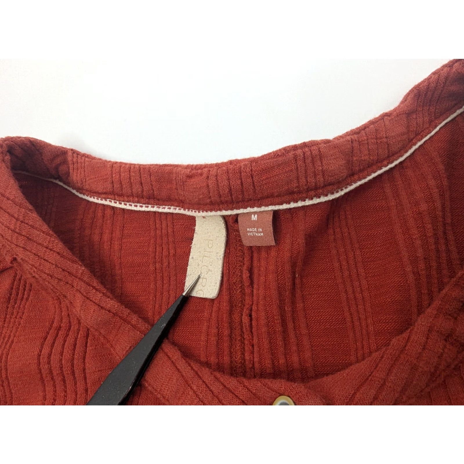 Vintage Pilcro Button Top Shirt Long Sleeve Puff Ribbed Henley Pullover Cropped Casual Orange M Womens Size M / US 6-8 / IT 42-44 - 7 Thumbnail