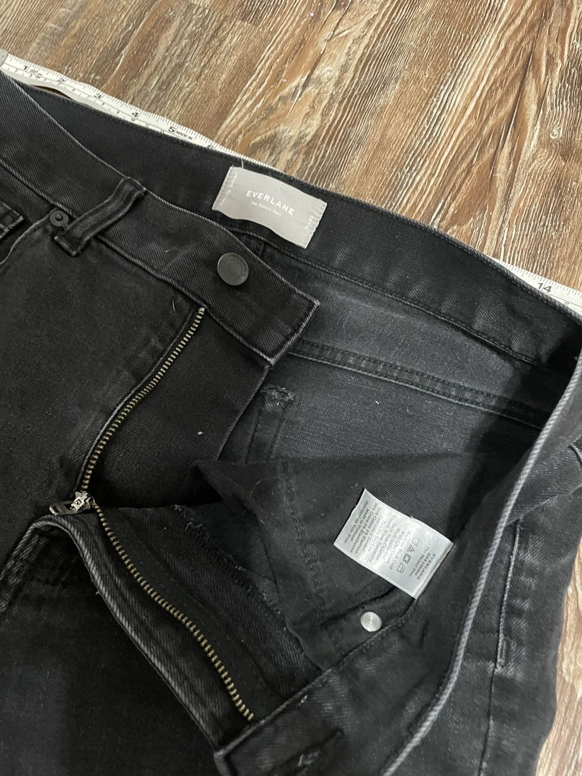 Everlane The Slim Jean Black Denim Boro Sashiko Stitch Patchwork Size US 30 / EU 46 - 4 Thumbnail
