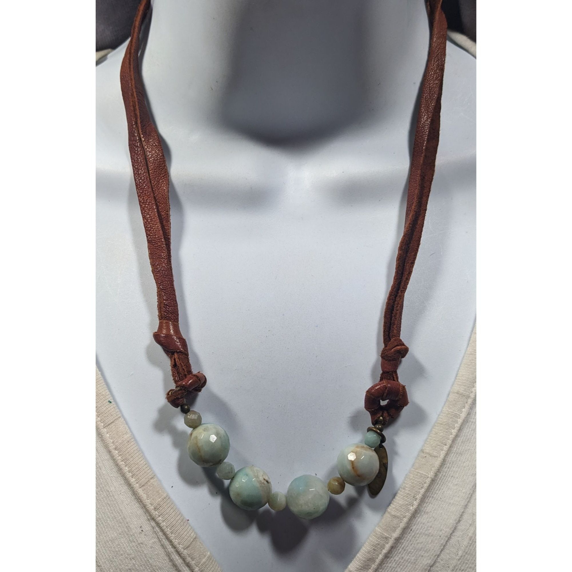 Other Zee Designs Bohemian Amazonite And Leather Tie On Necklace Size ONE SIZE - 2 Thumbnail