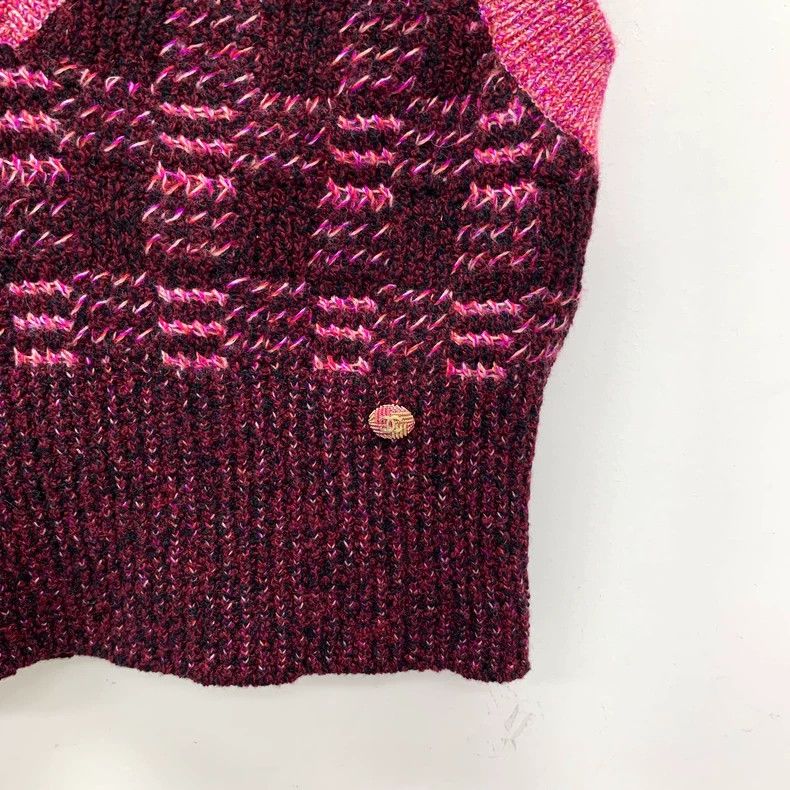 Chanel Chanel Rose-red plaid V-neck cashmere knitted vest 2506-Nex Size XS / US 0-2 / IT 36-38 - 4 Thumbnail