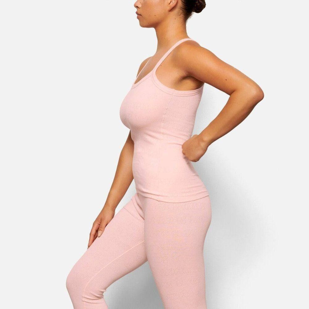 Designer Ct1170 Nwt Skims Logo Pointelle Tank Color Quartz (Salmon) Size S / US 4 / IT 40 - 2 Thumbnail