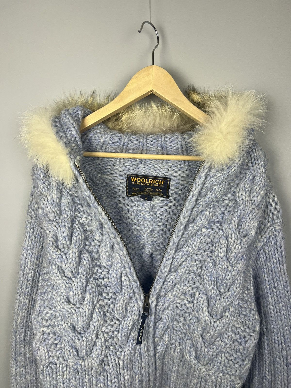 Woolrich Woolen Mills M RARE! Woolrich wool knited zip hoodie / jacket with fur Size M / US 6-8 / IT 42-44 - 5 Thumbnail