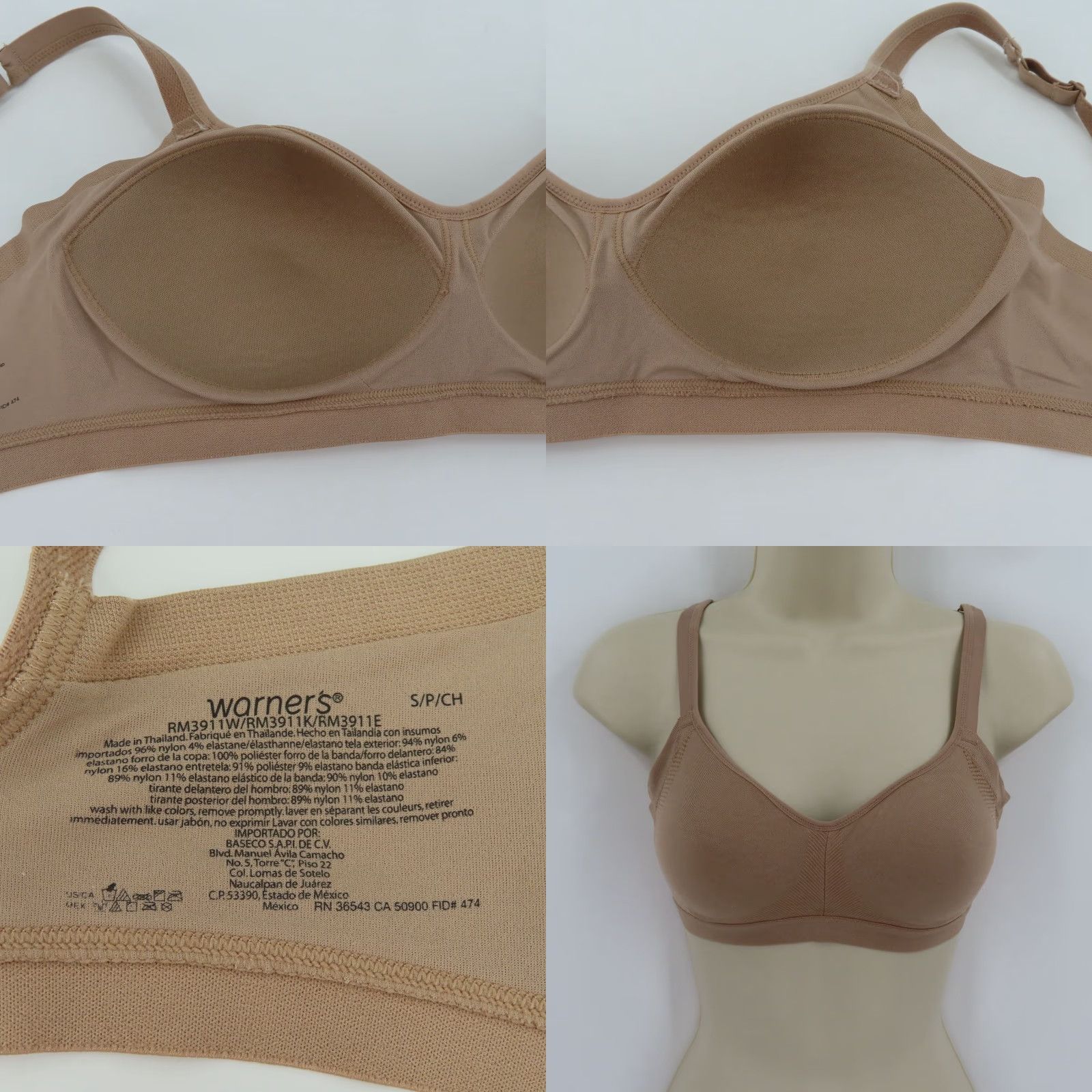 Vintage Warners Womens Bra Blissful Benefits Solid Beige Wireless Lined Padded S Beige Women’s Small T-Shirt Bra Size ONE SIZE - 8 Thumbnail