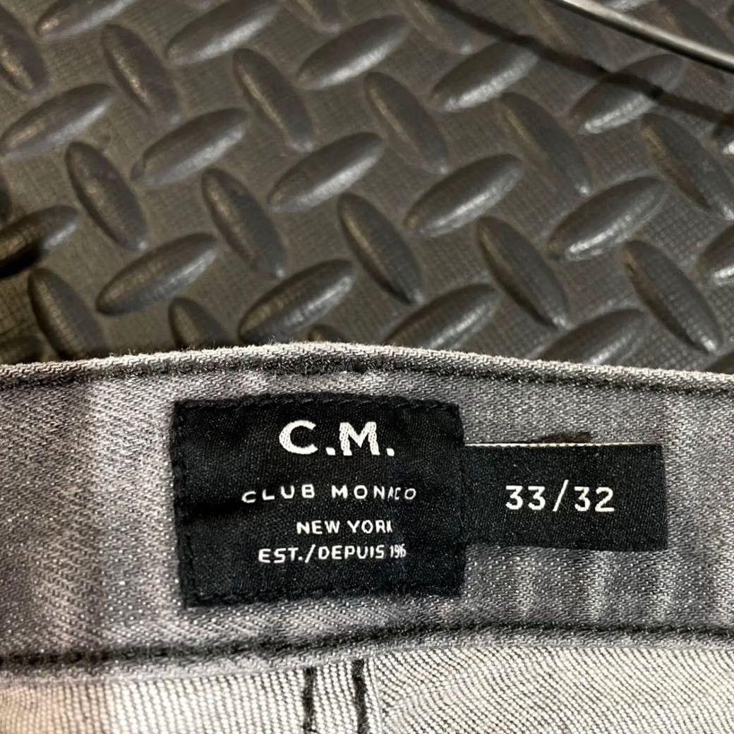 Club Monaco Club Monaco Men's Jeans Slim Denim 5-Pocket Cotton Stretch Gray 33x32 W33 L32 Straight Slim Fit Men’s Regular Vintage N/A Size US 33 - 4 Thumbnail