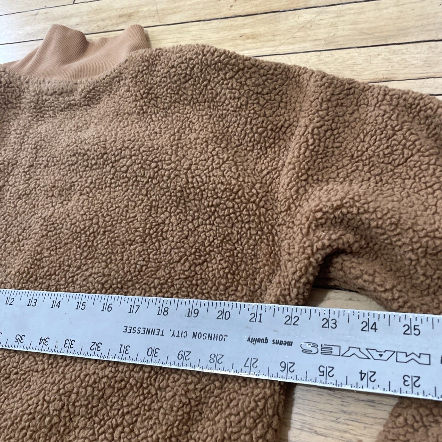 Vintage A.N.A. A New Approach Sherpa Fleece Sweater Women L 1/4 Zip Tan Western Deep Pile Casual Wear PullOver Brown Mock Neck Zipper Long Sleeve Size L / US 10 / IT 46 - 6 Thumbnail