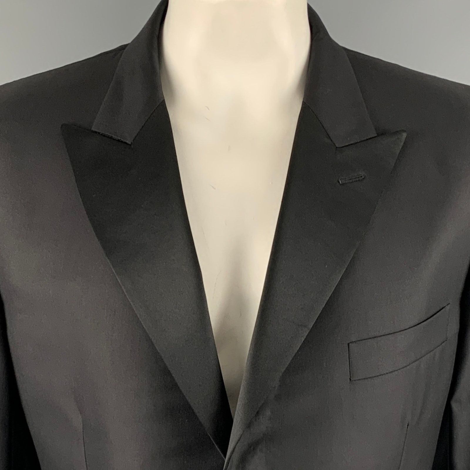 Lanvin LANVIN Size 46 Black Wool Silk Tuxedo Sport Coat Size 46R - 2 Thumbnail