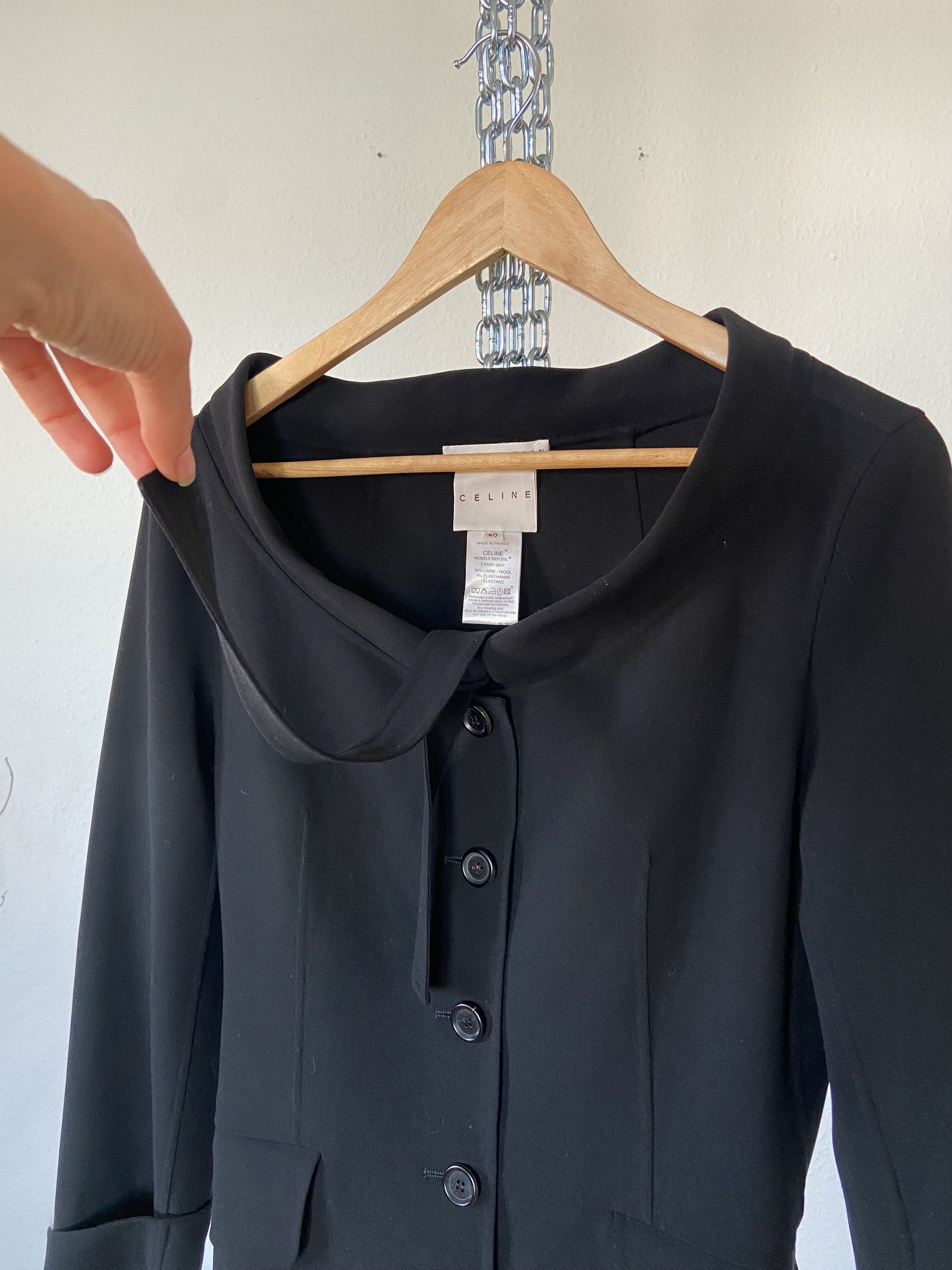 Celine Celine wool black blazer Size S / US 4 / IT 40 - 5 Thumbnail