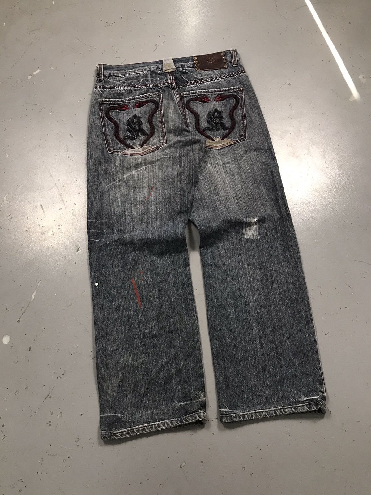 Vintage Rare vintage Y2K crazy snake 🐍 embroidery denim pant Size US 32 / EU 48 - 7 Thumbnail