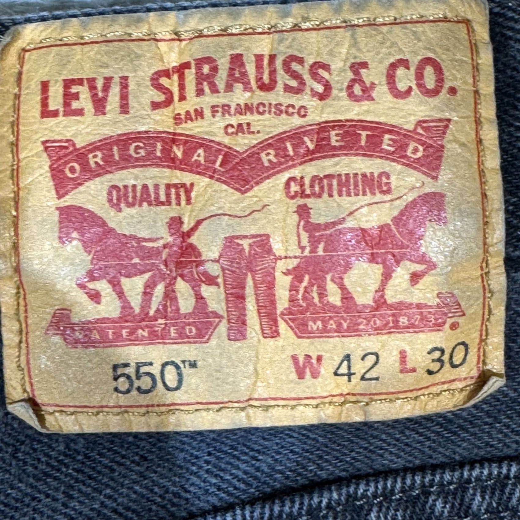 Levi's Levi's 550 Jeans Mens 42x30 Black Denim Relaxed Fit Tapered Leg Mid Rise Zip Fly Size US 42 / EU 58 - 6 Thumbnail