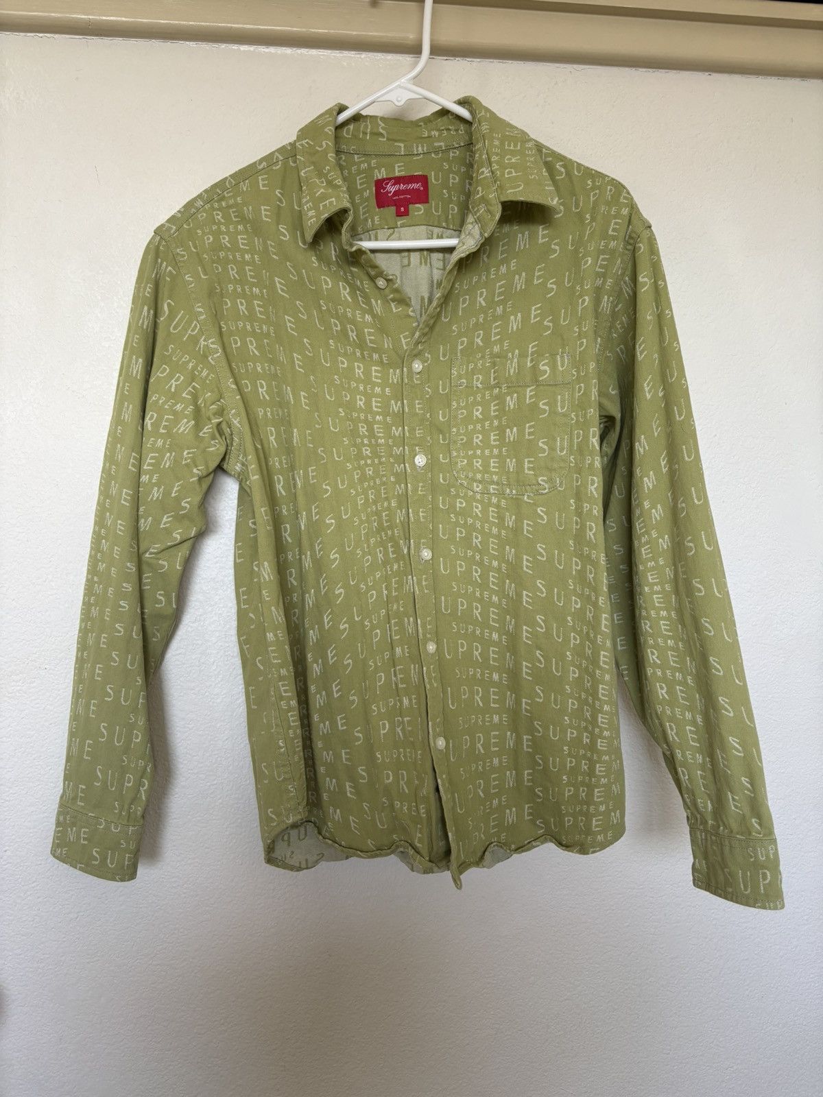 Supreme Supreme Warp Jacquard Logos Denim Shirt Sage SS21 Size US S / EU 44-46 / 1 - 2 Thumbnail