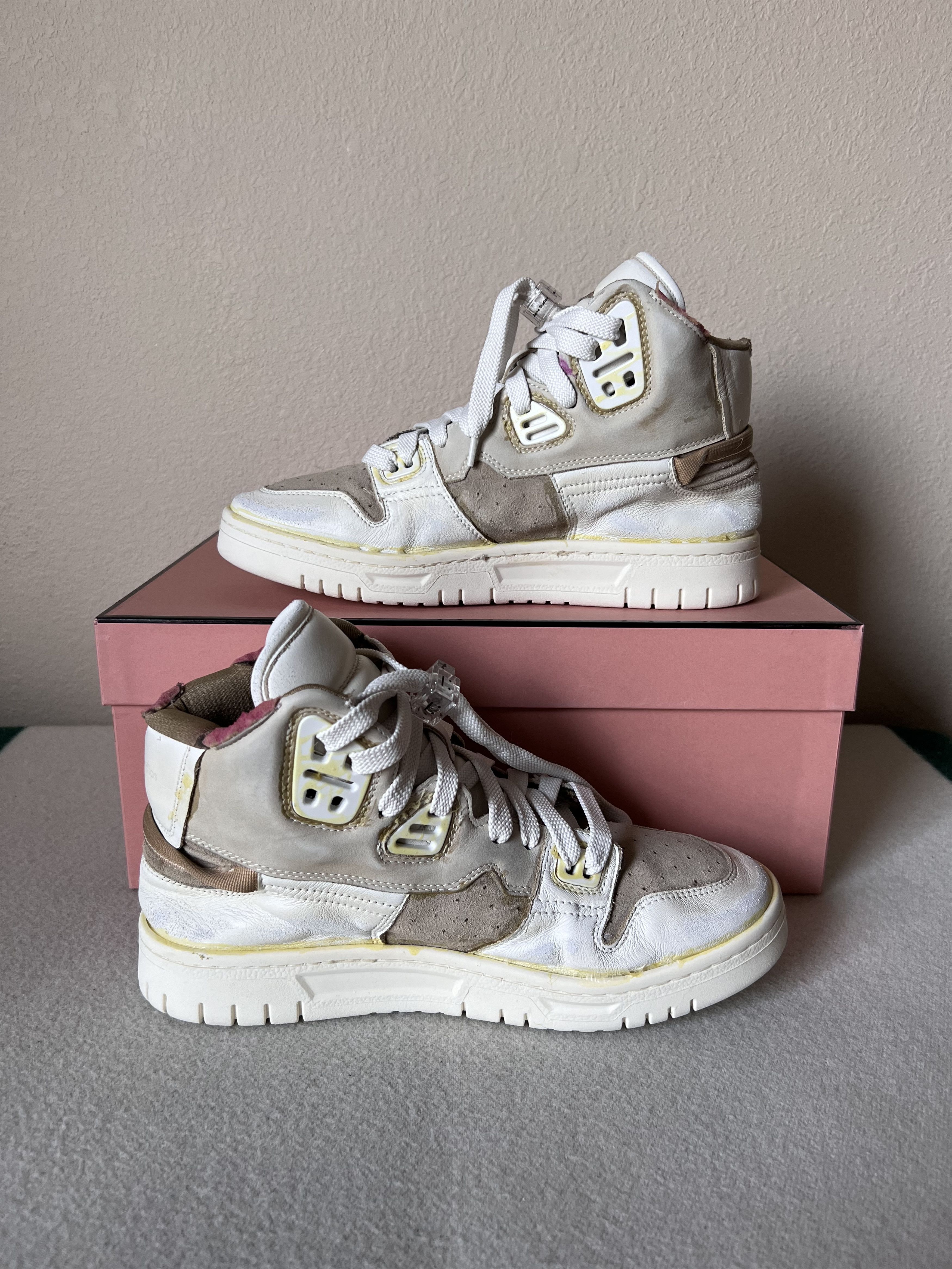 Acne Studios Acne Studios High Destroyed Leather Sneakers in White Size US 8 / EU 41 - 3 Thumbnail