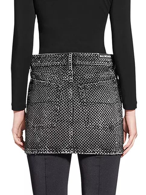 Balenciaga o1la1rc1a1024 Low Waist Mini Skirt in Noir/Iceberg Size 26" / US 2 / IT 38 - 5 Thumbnail