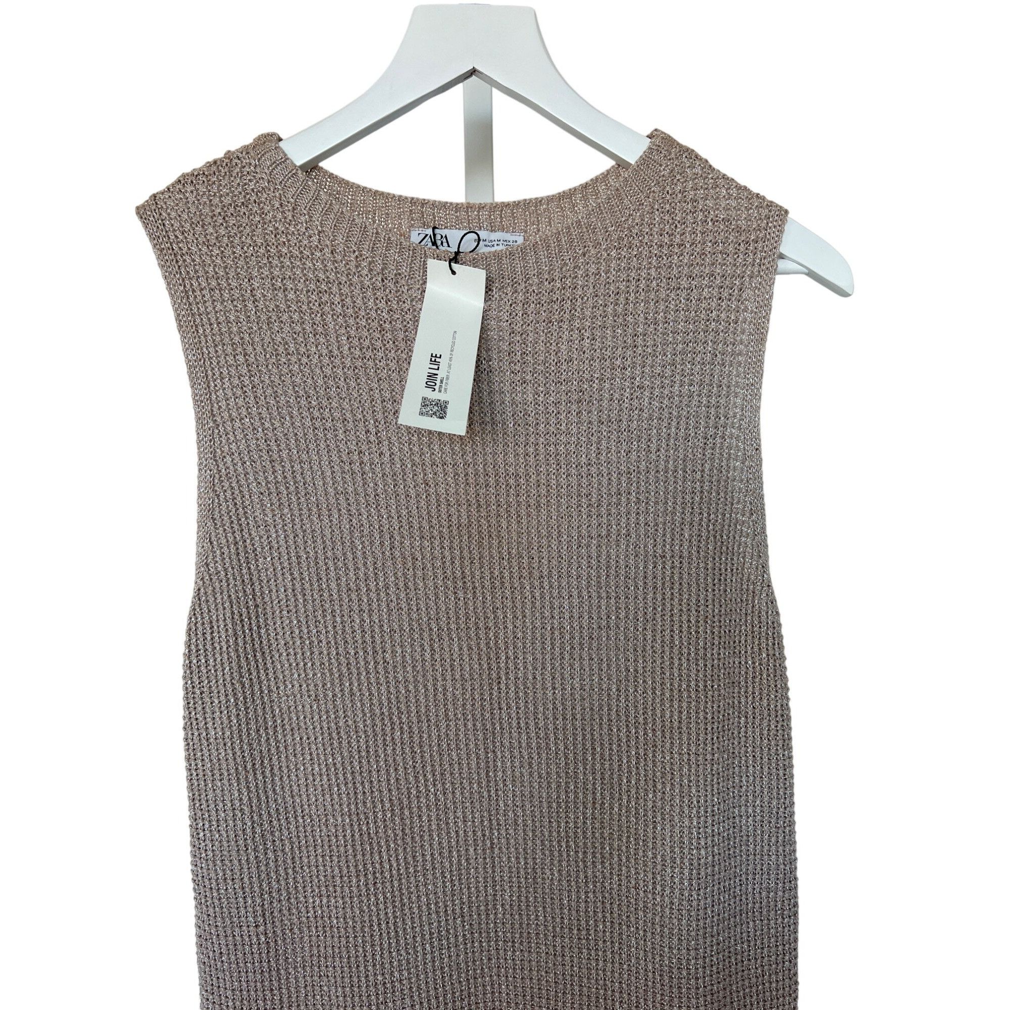 Zara Zara Metallic Sand Knit Sleeveless Midi Dress Size M / US 6-8 / IT 42-44 - 4 Thumbnail