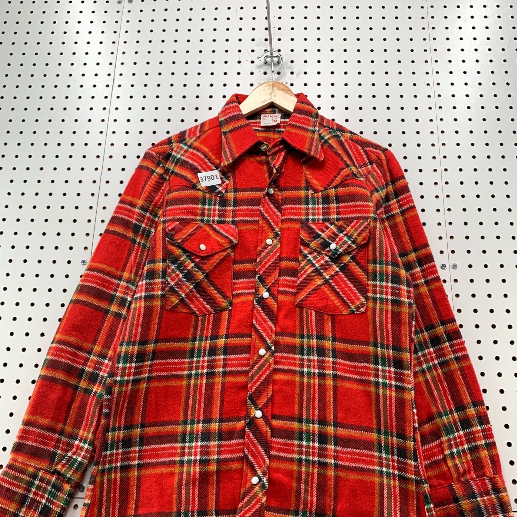 Vintage Big Mac 70s Flannel Shirt Men's Medium Red Plaid Western