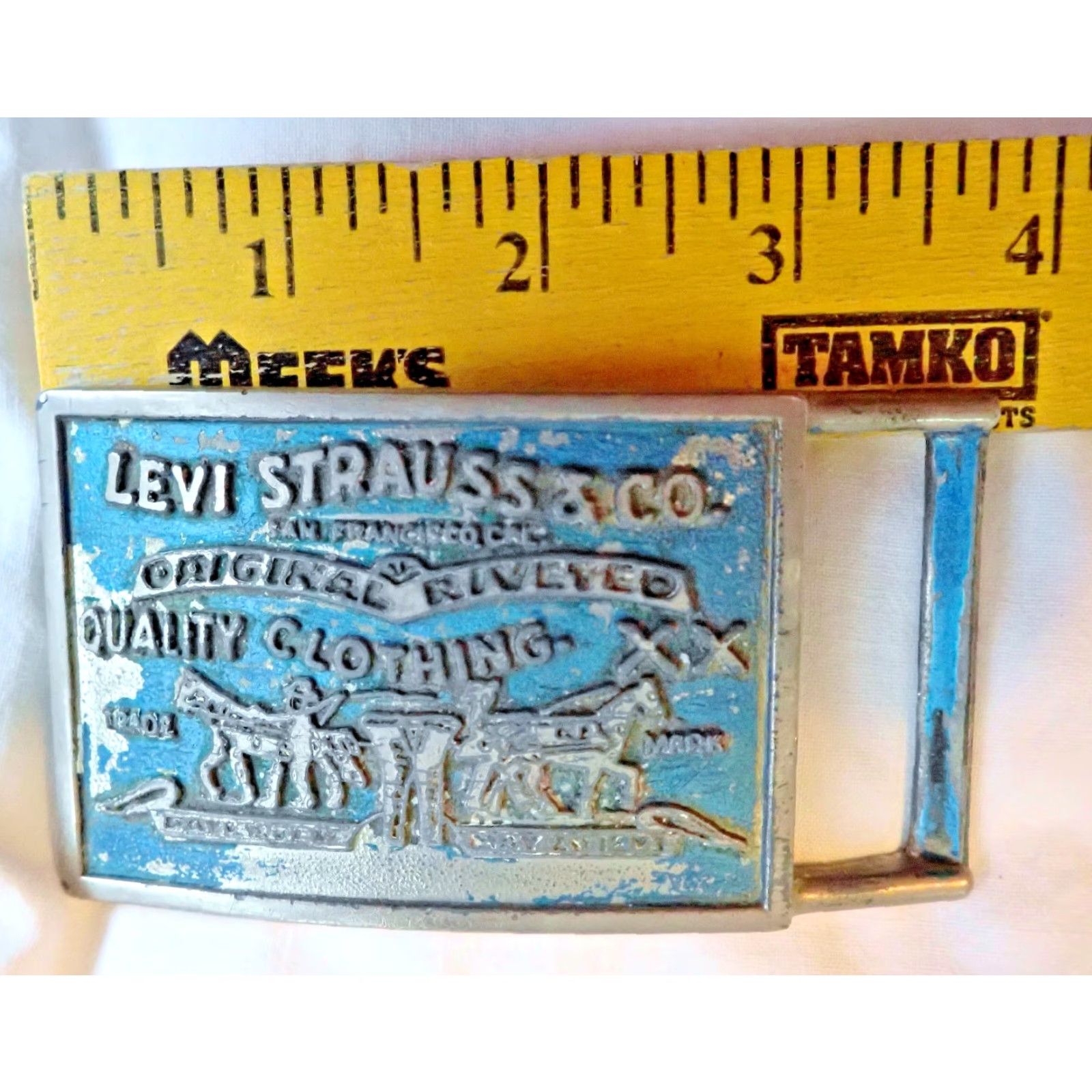 Levi's VINTAGE Levi's Belt Buckle 1970s Two Horse Levi Strauss & Co Original Belt Buckle Metal Unisex Adult Leather? Size ONE SIZE - 2 Thumbnail