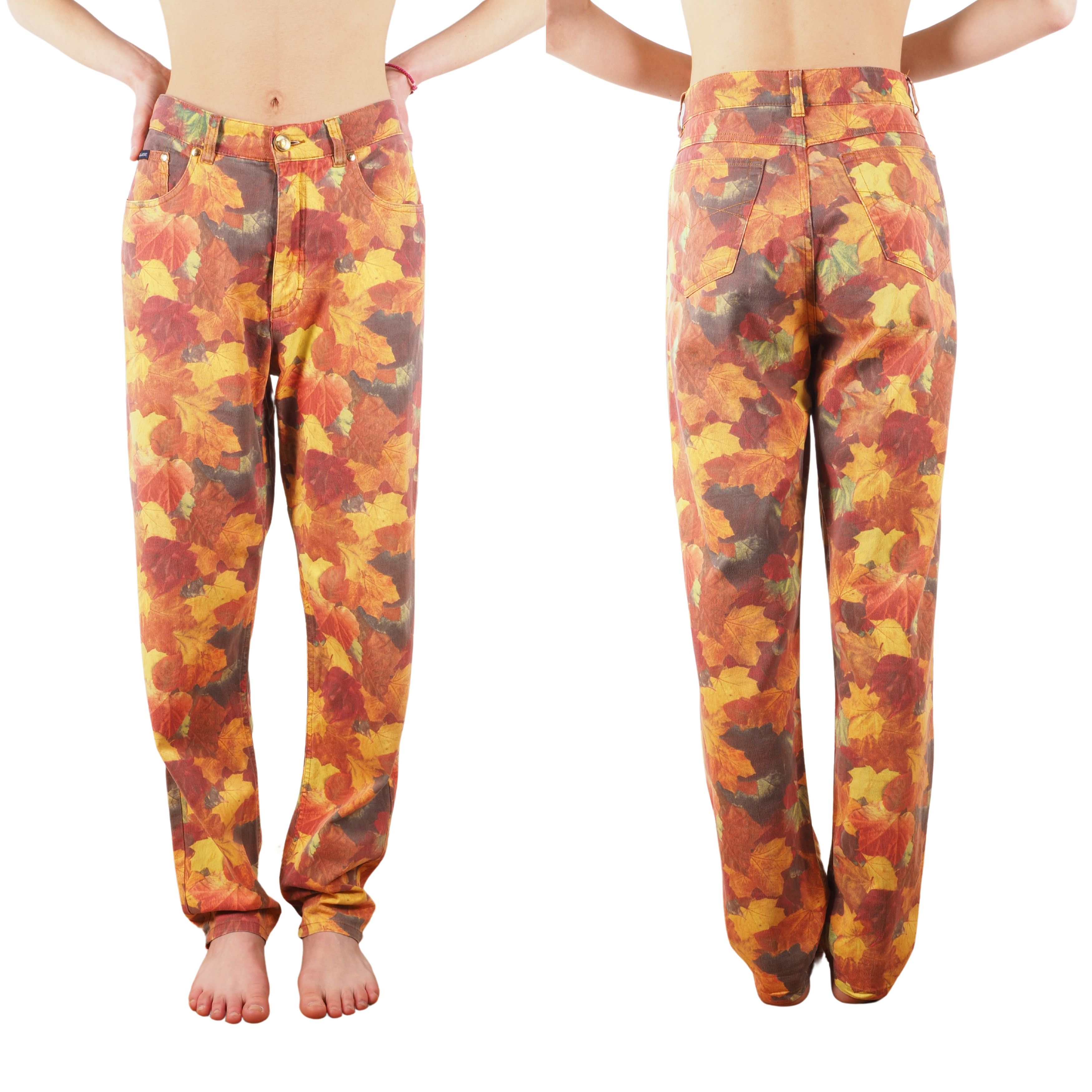 Escada ESCADA Vintage Autumn Leaves Print Pants Jeans Size 27" / US 4 / IT 40 - 2 Thumbnail