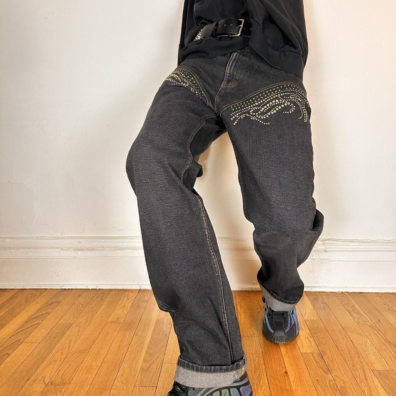 Y/Project Y-PROJECT Black Rhinestone Western Cowboy Jeans - 36x32" Size US 36 / EU 52 - 1 Thumbnail