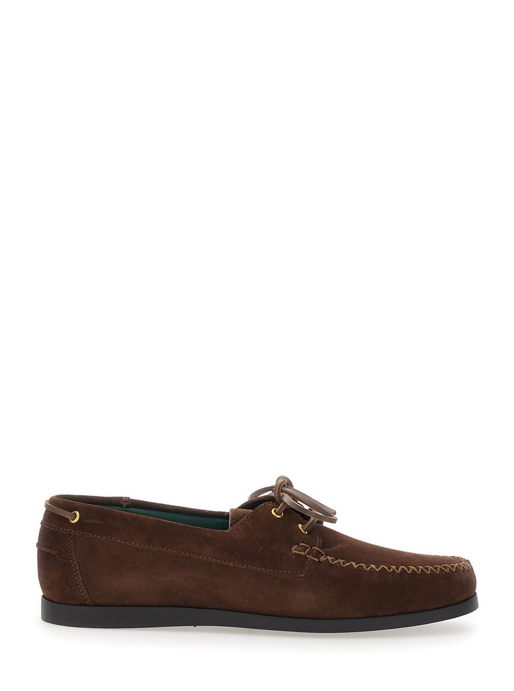 VINNY's Brown 'Vinny's' Loafers with Rounded Toe and Bow Laces in Suede for Men Size US 8 / EU 41 - 1 Thumbnail
