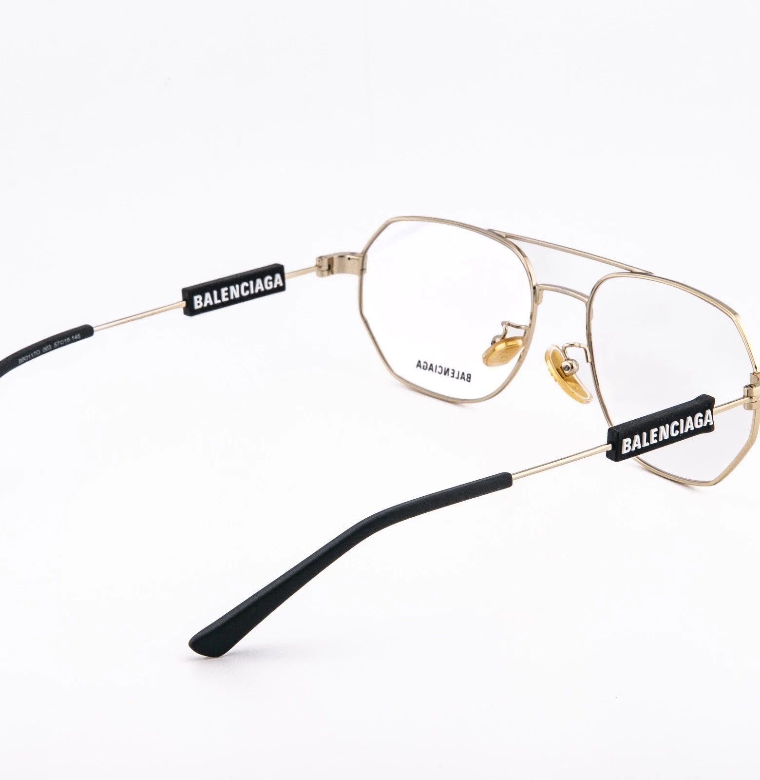 Balenciaga BALENCIAGA TAG 0117 Gold Unisex Aviator Eyeglass BB0117O 003 Size ONE SIZE - 2 Thumbnail