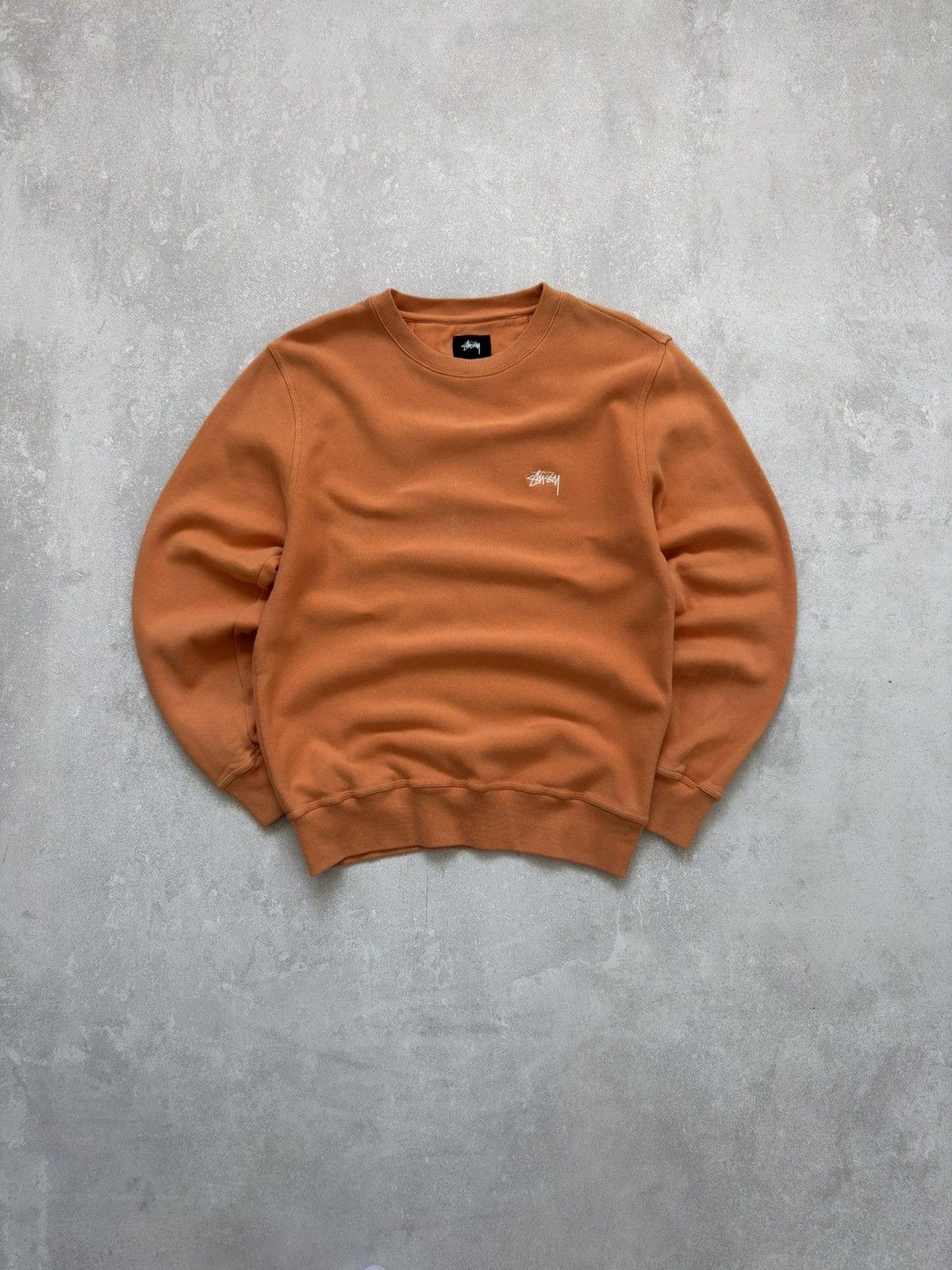 Stussy Basic Logo Crewneck Orange Sweatshirt Y2K