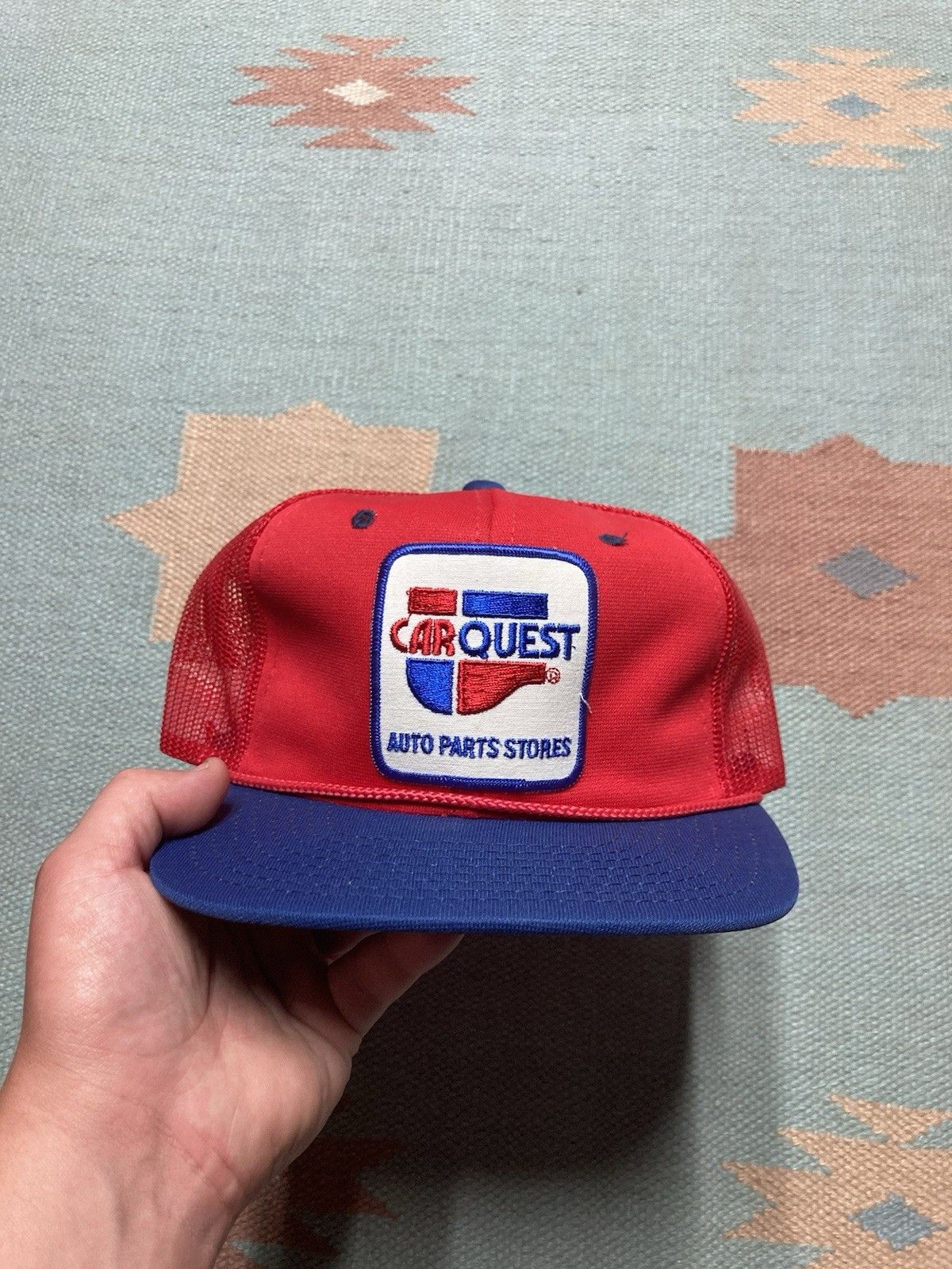 Vintage 80s trucker hat mesh cap car quest patch young an SnapBack Size ONE SIZE - 2 Thumbnail